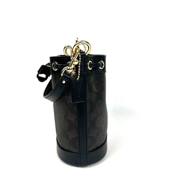 NWT Coach Mini Bucket Bag In Signature Canvas in Walnut/Black CW299 - Picture 6 of 12